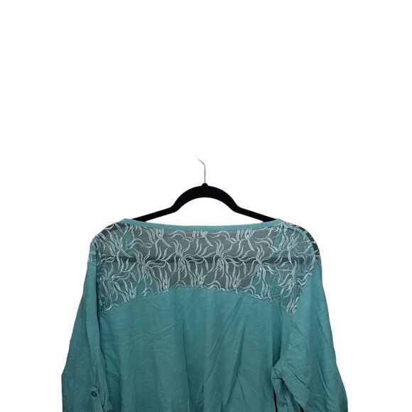 Roaman's Womens Sz 1X Green Solid Short Sleeve Blouse - Picture 5 of 10